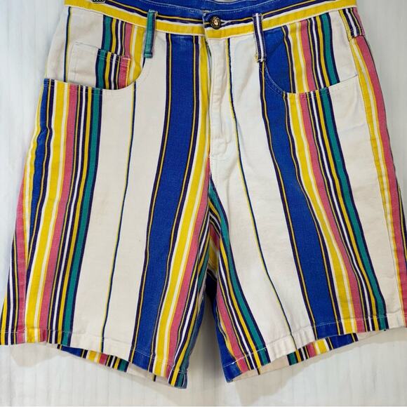 SoStanza Contemporary Apparel Vintage Shorts Women Size 9/10 White Multi Stripe - Picture 5 of 10